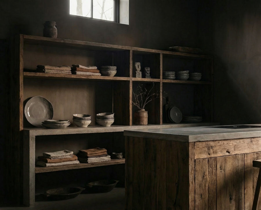 Regal mit Tinkalugeschirr